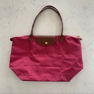 Pink Longchamp Le Pliage Large Tote